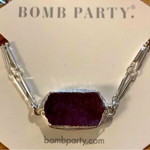 Silver and Purple Stone Bracelet